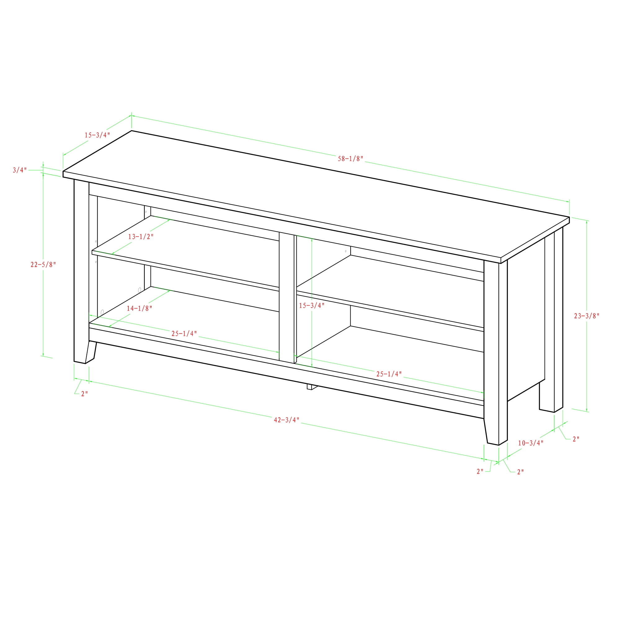 Manor Park Open Storage TV Stand for TVs up to 65", White Wash