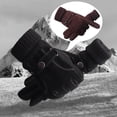 thumbnail image 3 of Guantes de nieve resistentes al viento Guantes de esquí Antideslizantes Ajustable Calor Mantener de cerdo Guantes de snowboard de material cuero para B 11D Marrón, 3 of 6