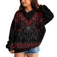 thumbnail image 3 of Abcomgle Halloween Hoodies for Girls 7-8 Gothic Spider Floral Print Sweatshirts with Hooded Oversized Long Sleeve Pullover Sweatshirts with Pocket Winter Sweaters for Teen Girls, 3 of 5
