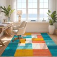 thumbnail image 3 of Design&I 8'x10' Washable Area Rug Snag-Free Geometric Patchwork Interlocking Block Patterned Multi Multicolor for Dining Room, Large Office, Lounge, 3 of 7