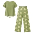 thumbnail image 5 of Summer Outfits Two Piece Sets for Women Capri Set Casual Summer Wide Leg Crop Pants and Top Matching Suits Light Green 2XL, 5 of 5
