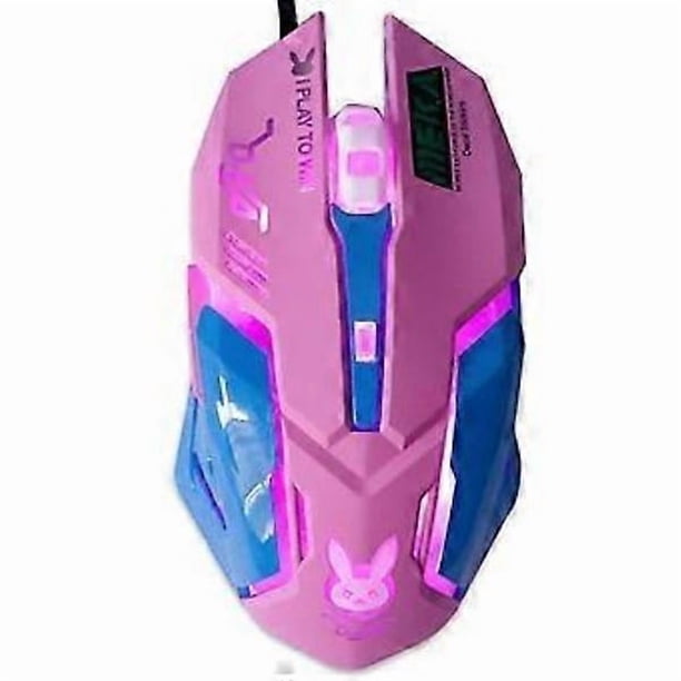 Pink 6 Buttons 3200DPI Adjustable Gamer Wired Ergonomic LED Optical USB Computer Mouse for PC Laptop Notebook
