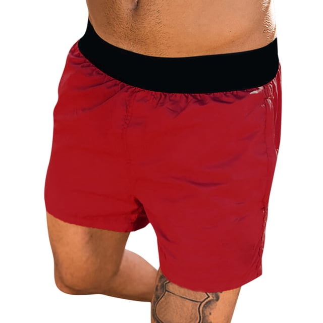 Aayomet Shorts de Course pour Hommes, Short Uni, Taille Élastique, Short avec Poche (Rouge, m)