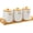 White Jar Set with Tary, variant on Set of 3 Ceramic Canisters for Sugar Coffee Tea with Tray, White Airtight Food Storage Jars with Wood Lids, Kitchen Counter Storage Containers - 23oz