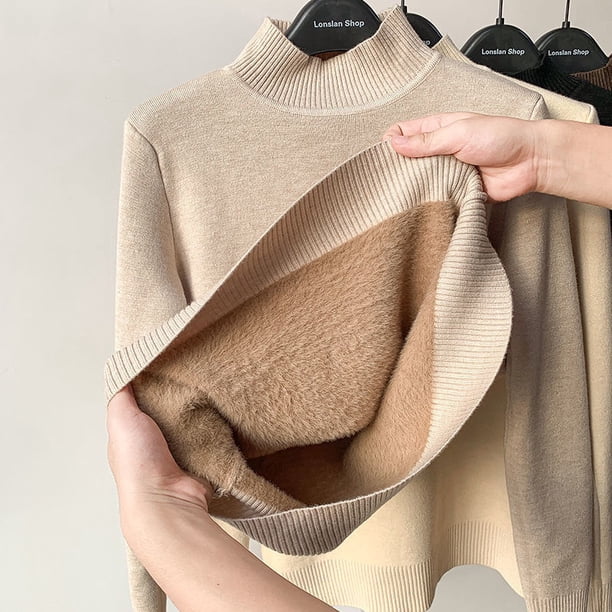 Suéter de felpa para mujer invierno 2023 otoño e invierno nuevo cuello alto medio de lana gruesa de una pieza con camisa inferior de lana de visón Deng Xun unisex