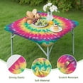 thumbnail image 4 of Colorful Rainbow Tie Dye Spiral Pattern Square Fitted Tablecloth with Elastic Edge,Square Table Cover,Washable Elastic Table Cover for Home Kitchen Party Decor 34"x34", 4 of 6