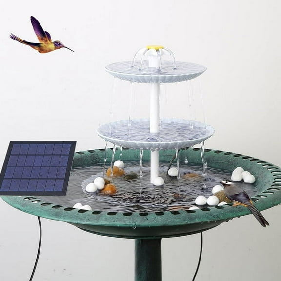 AISITIN 3-Tiered Bird Bath with 2.5W Solar Pump, Garden Decoration