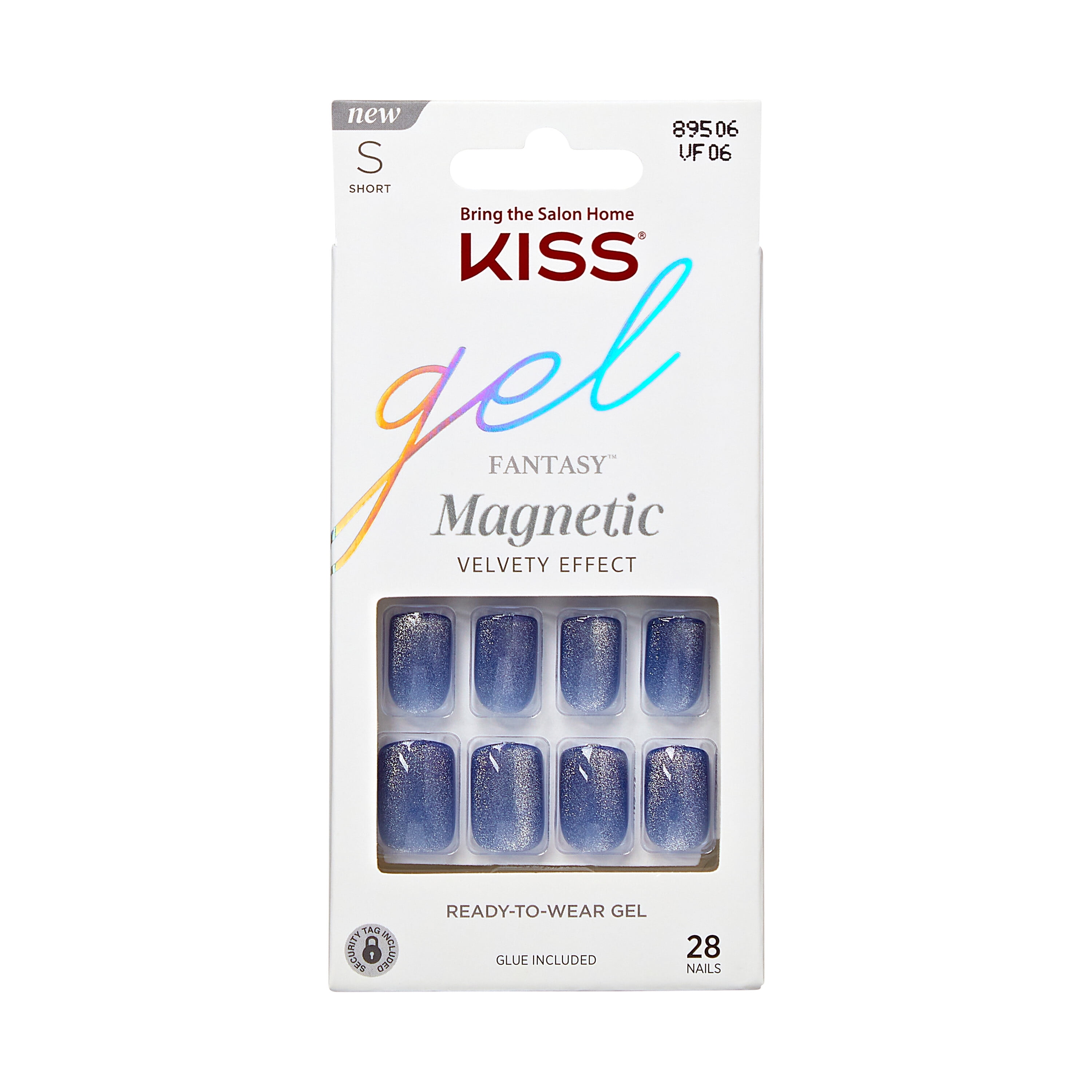 KISS Gel Fantasy Short Square Gel Nails, Glossy Medium Blue