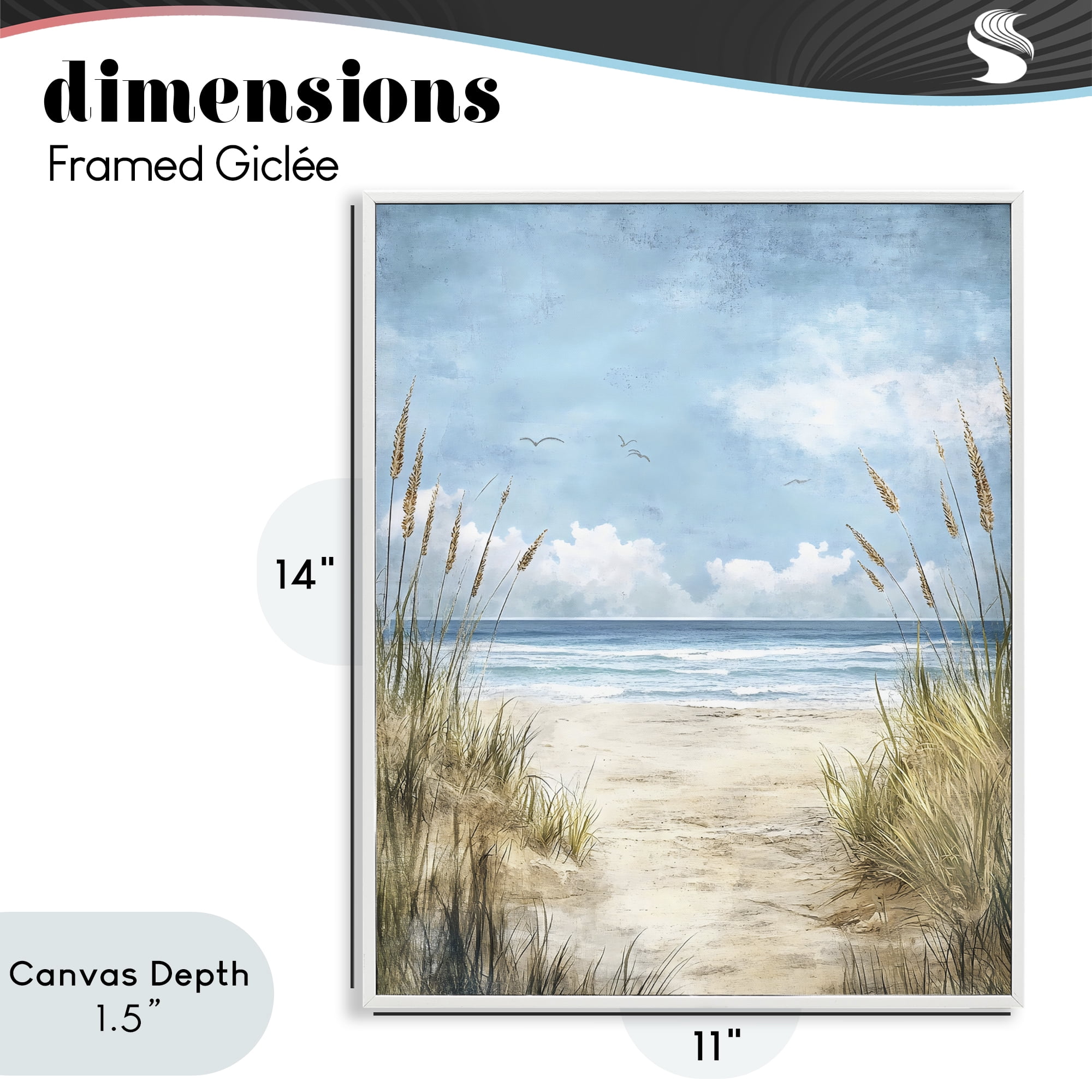Stupell Industries Free Seagulls over Beach Dunes White Framed Giclee Art, design by Creative Studio
