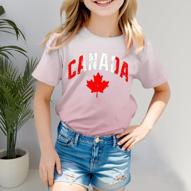 YOUSNH T-Shirt à Manches Courtes pour Filles, Col Rond, Été, Coupe Décontractée, Basique, Rose 110