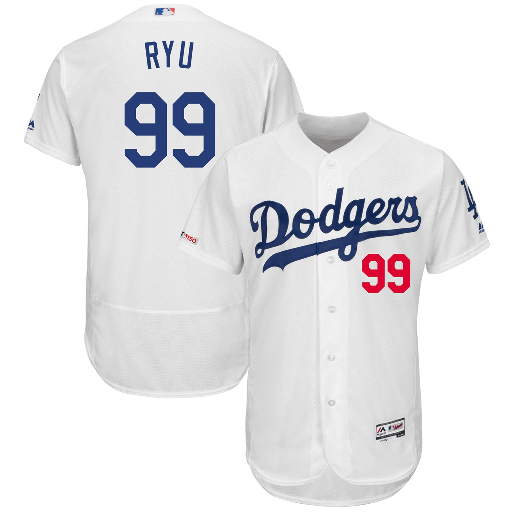HyunJin Ryu Los Angeles Dodgers Majestic Home Flex Base Authentic