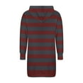 thumbnail image 4 of Samickarr Hooded Sweatshirt Dresses for Women Fall Trendy Long Sleeve Drawstring Round Neck Lightweight Soft Hoodie Dresses Striped Printed Casual Fall Sweatshirts Hoodie Dress with Pockets, 4 of 5