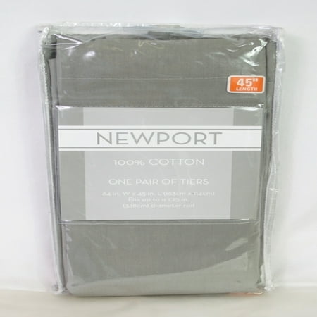 Newport 45 Inch Kitchen Window Curtain Tier Pair In Grey Walmart