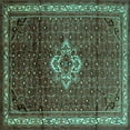 thumbnail image 1 of Ahgly Company Machine Washable Indoor Square Persian Turquoise Blue Traditional Area Rugs, 5' Square, 1 of 4