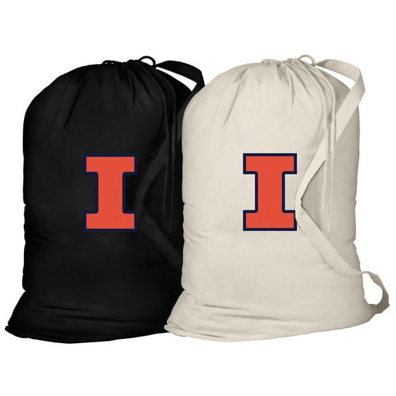Illini Laundry Bags 2Pc SET of  University of Illinois Clothes Bags - A TOP GIFT