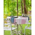 thumbnail image 3 of Fsddascl Pink White Plaid Outdoor Tablecloth - 54 Inch Round Dining Table Cover, Buffalo Pastoral Check Geometric Farmhosue Waterproof Outdoor Table Cloth with Umbrella Hole & Zipper for Patio, 3 of 7