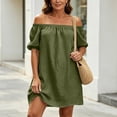 thumbnail image 7 of Kukoosong Women's Off The Shoulder Mini Dress, Short Sleeve Flowy Dress, Casual Summer Beach Sundress, Lightweight Button Up Pocket Loose Fit Dress, 7 of 7