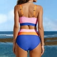 thumbnail image 3 of Plus Size Bikini Top V-Neck Ruffled Tunic with Ring Straps Push-Up Padded Swimsuit, Plus Size Bikini Sets, 3 of 6