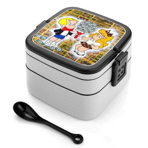 Richie Rich Fiambrera de Doble Capa, Contenedor de Almuerzo Portátil Apilable, Almacenamiento de Alimentos Hermético a Prueba de Fugas, 1000ml