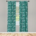 thumbnail image 2 of Ambesonne Bird 4-Panel Curtains, Valentines Birds Floral Art, 56"x63", Hunter Green Mint Green, 2 of 4