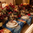thumbnail image 5 of Table Runner Dresser Scarves Christmas Snowman with Scarf Cotton Linen Burlap Table Cover Snowflake Quote on Blue Table Runners for Family Kitchen Dining Holiday Party Banquet Decor, 5 of 5