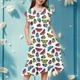 thumbnail image 2 of Robes Décontractées pour Grandes Filles, Fête, Manches Volantées, Imprimé Coloré, Robe à Étages, Vêtements pour Enfants à Taille Extensible, Taille 12-13T, 2 of 6