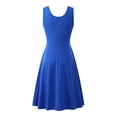 thumbnail image 2 of Innerwin Robe d'Été de Plage Col Rond Femmes Robes Midi Fête Couleur Unie Robe Longue Bleu Royal m, 2 of 3