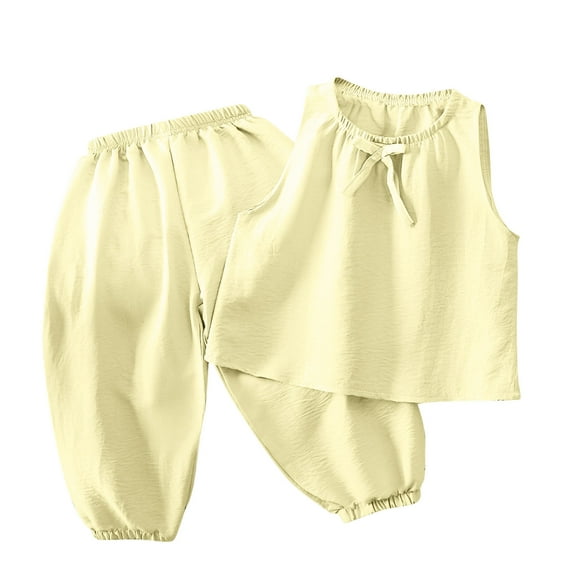 Chbgutlmr Girls Clothes 2pc Outfits Sleeveless Bowknot Cute Shirts Baggy Comfy Pants Children Casual Sets