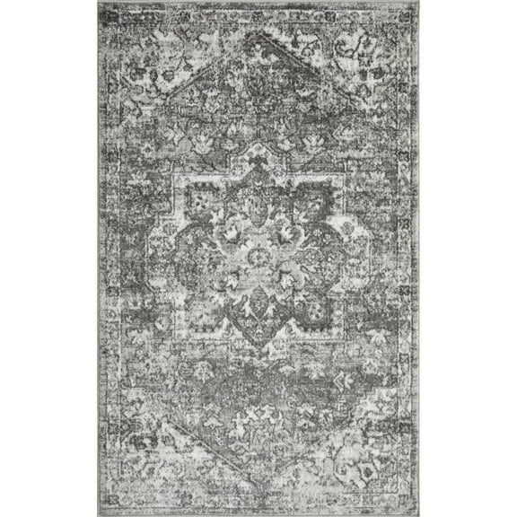 Loomaknoti Rhane Alemern 3' x 5' Light Grey Oriental Indoor Accent Rug