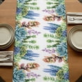 thumbnail image 5 of Succulent 108 Inch Table Runner, Spring Botanical Garden Florals Tropical Farmhouse Dresser Scarf Cotton & Linen Tablerunner for Dining/Kitchen Island/Holiday Party Décor 13" x 108", 5 of 9