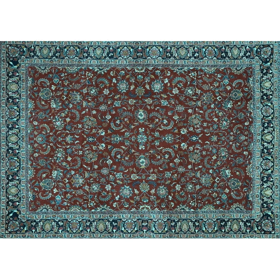 Ahgly Company Machine Washable Indoor Rectangle Persian Light Blue Traditional Area Rugs, 3' x 5'