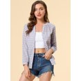 thumbnail image 2 of Allegra K Camisa vintage abotonada para mujer Blusa a cuadros con cuello dividido Tops Lavanda XL, 2 of 6