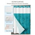 thumbnail image 2 of No Hook Cloth Fabric Shower Curtain with Snap in Liner, Turquoise Marble Waterproof Shower Curtains Set with See Through Top Window, Minimalist Abstract Golden Fluid Art Bath Curtains Shower 54"x78", 2 of 6
