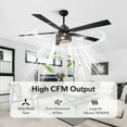 thumbnail image 6 of 60" Industrial Large Black Smart Ceiling Fan with Dimmable LED Light and Remote, 6 of 13