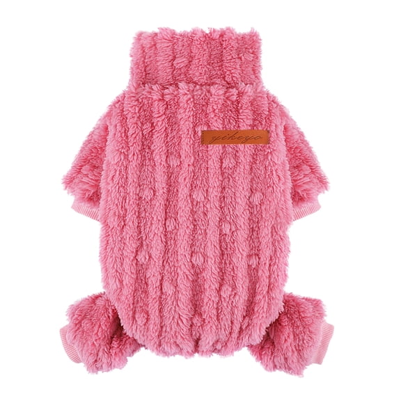 Dog Pajamas for Small Dogs Boy Girl, Turtleneck Pullover Sweater Thick Warm Clothes, Winter Cold Weather Fleece Coat Onesies,Rose Pink XXS