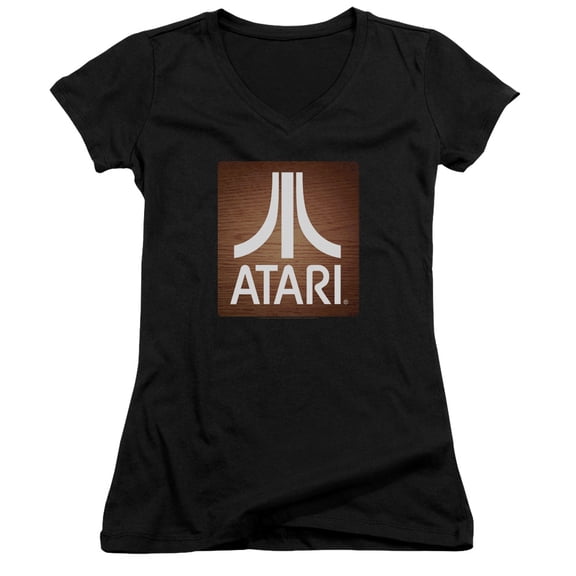 Atari Classic Wood Square Junior Women's T-Shirt V-Neck Black