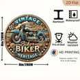 thumbnail image 2 of 2D Flat, 1pc Vintage Metal Sign Vintage Biker Heritage Motorcycle Aluminum Round Poster Classic Racing DeSign Retro Vintage Look Wall Art for Bar, Caf, Beach House, Backyard 8*8 Inch, 2 of 6