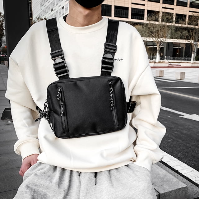 Bolsas de aparejo de pecho de Hip Hop, bolsa de aparejo Oxford multifunción, chaleco, ropa de calle rectangular