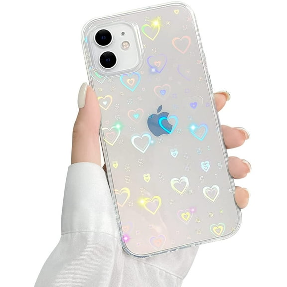 Compatible with iPhone 11 Pro Case with Clear Glitter Heart Pattern for Women Girls Fashion Soft Flexible Durable Slim TPU Cases for iPhone 11 Pro -(Clear)