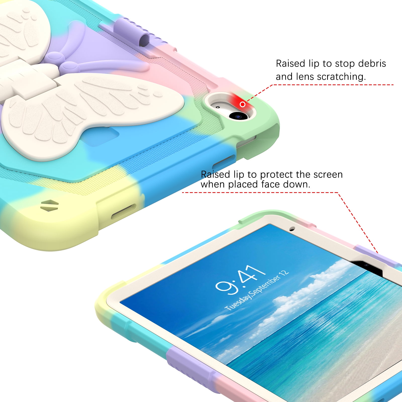 iPad 10th Generation Case Fit for 10.9 Inch 2022, BENTOBEN iPad Case with Pencil Holder 2 in 1 Heavy Duty Rugged Shockproof Wings Kickstand Protective Tablet Cover, Best Gift for Kids Girls Women