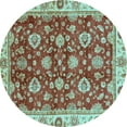 thumbnail image 1 of Ahgly Company Indoor Round Oriental Light Blue Traditional Area Rugs, 4' Round, 1 of 4