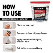 Würth Ready-to-Use Lightweight Joint Compound, 32oz (1 Quart), Pre-Mixed