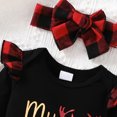 thumbnail image 5 of shqvo Toddler Baby Girl My First Christmas Outfits Long Sleeve Romper Pants Christmas Clothes Bottom and Headband 3Pcs Outfits, 5 of 6