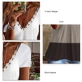 thumbnail image 4 of Camiseta con ribete de encaje, cuello en V, manga corta, cómoda y básica de verano para el trabajo a domicilio, 4 of 5