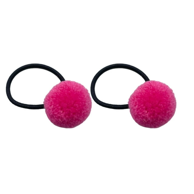 Hair Tie with Pompom 2pcs Kids Hair Tie Solid Color Pompom Cute High Elastic Soft Women Girls Ponytail Holder Mini Hair Rope Hair Accessories Birthday