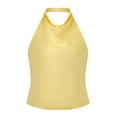 thumbnail image 6 of Women Y2k Satin Halter Tank Tops Cute High Mock Neck Backless Silk Cami Open Back Camisole Going Out Tops, 6 of 7