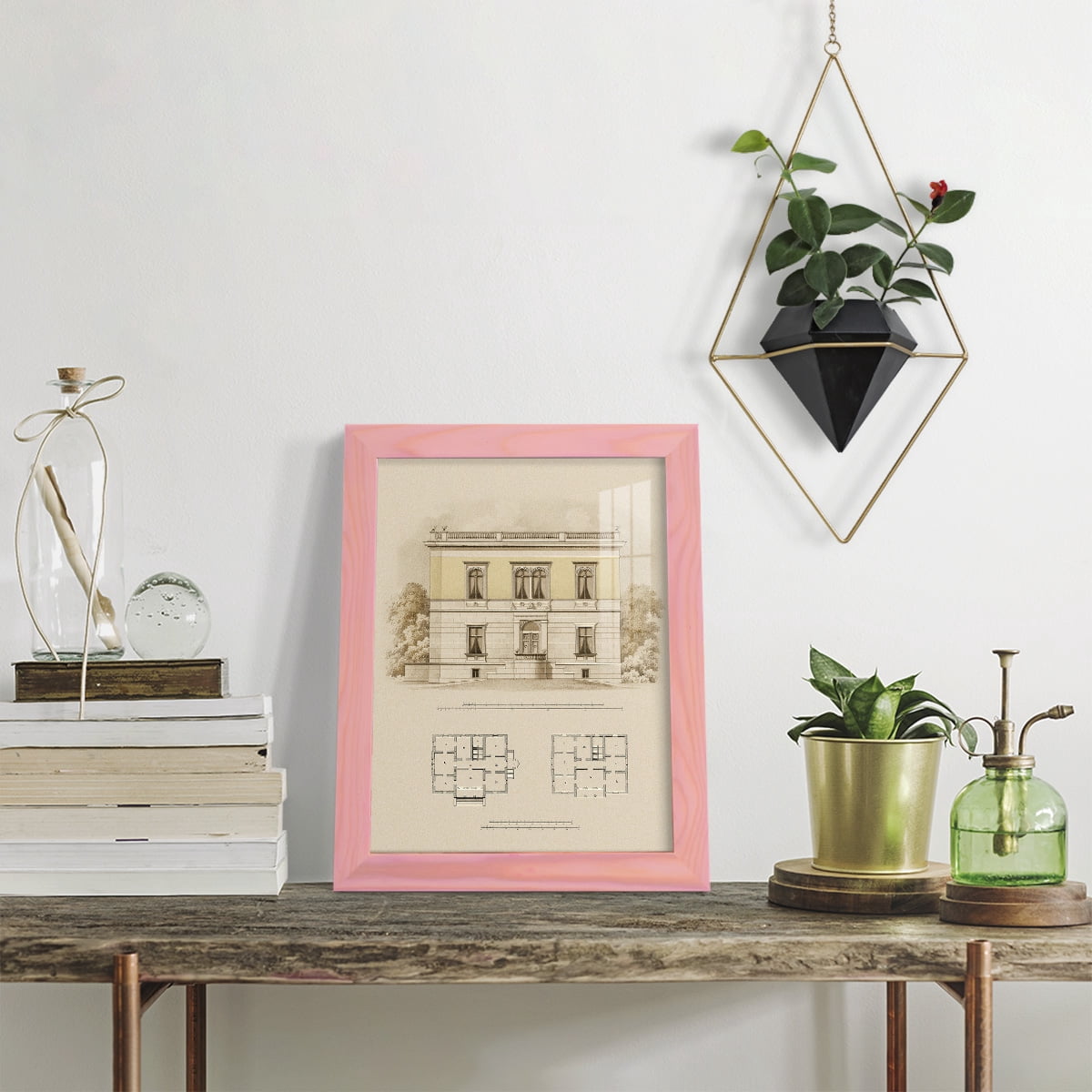 Estate and Plan V -Framed Print w/glass-Sunset Pink