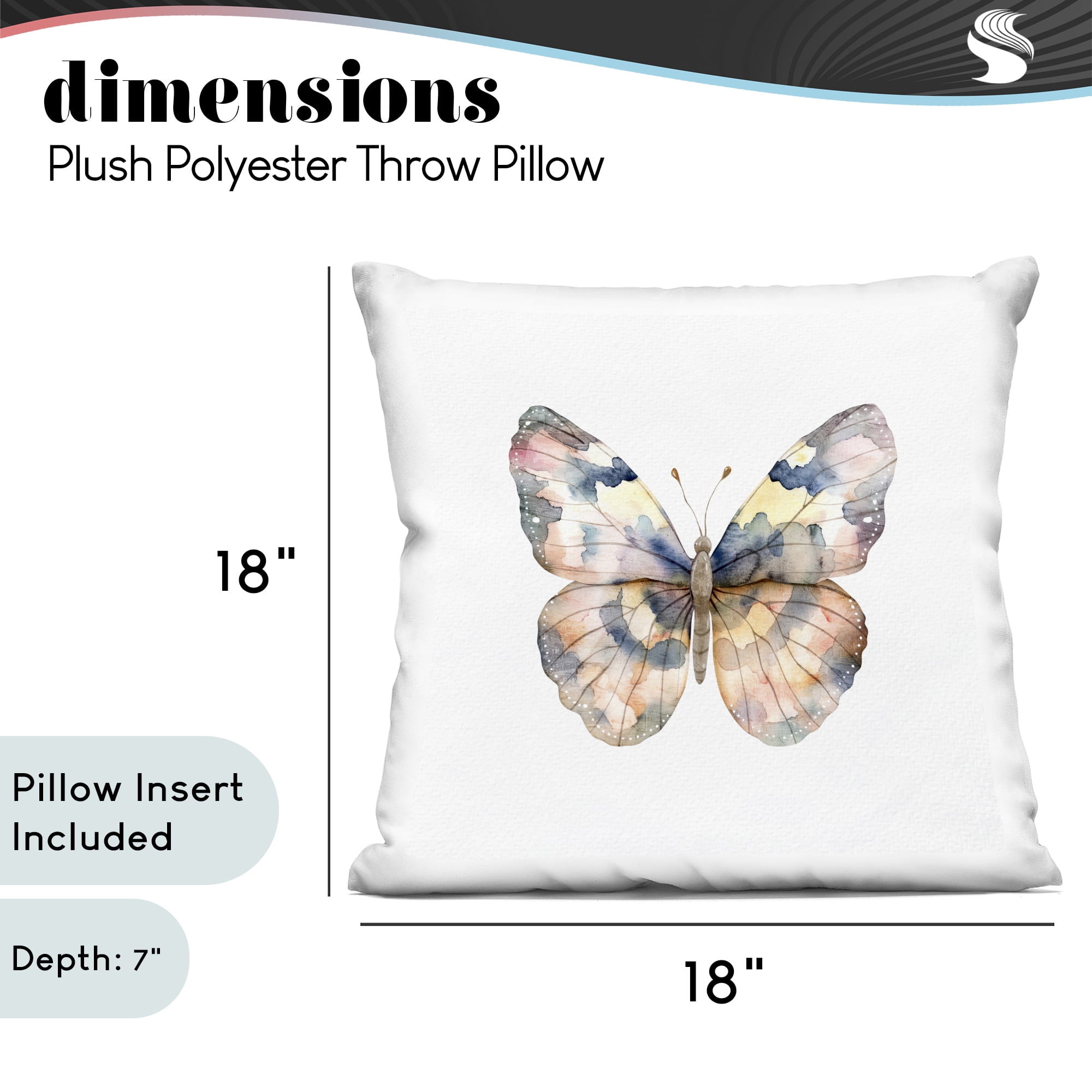 Stupell Industries Traditional Watercolor Butterfly Decorative Printed Throw Pillow, design by Kim Allen
