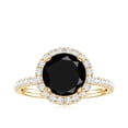 thumbnail image 5 of Black Spinel Classic Ring with Diamond Halo (2.6 Carat, AAA Quality, August Birthstone), 10K Yellow Gold, US 11.00, 5 of 9