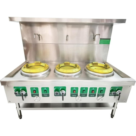 13" Commercial LPG and Natural Gas Chamber Triple Burner Open Style Commercial Gas Wok Gas Stove